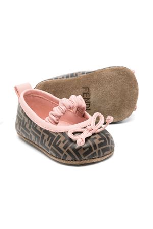 ballerina in pelle marrone FENDI KIDS | BFR108AOTGF1GCJ